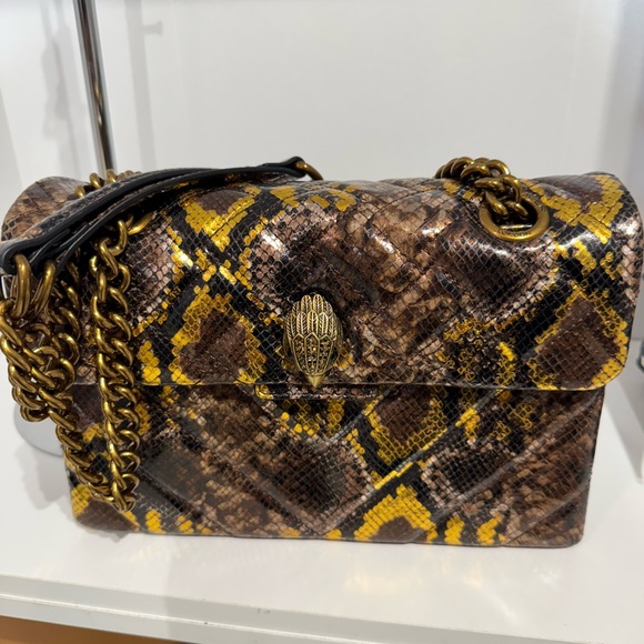 Kurt Geiger Brown and Yellow Snake Print Shoulder Bag - Picture 1 of 4